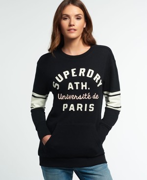 Superdry Applique Pocket Crew Női Pulóver Fekete | FSCZR7341